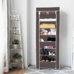 Costway 18 Pair Brown Composite Shoe Rack With Fabric Cover -Storage Furniture Sales 2024 331026586 AlternateImage3