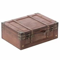 Vintiquewise Large Wooden Storage Trunk With Faux Leather Belt - Brown 9 Vintiquewise Large Wooden Storage Trunk With Faux Leather Belt - Brown -Storage Furniture Sales 2024 331030243 AlternateImage2