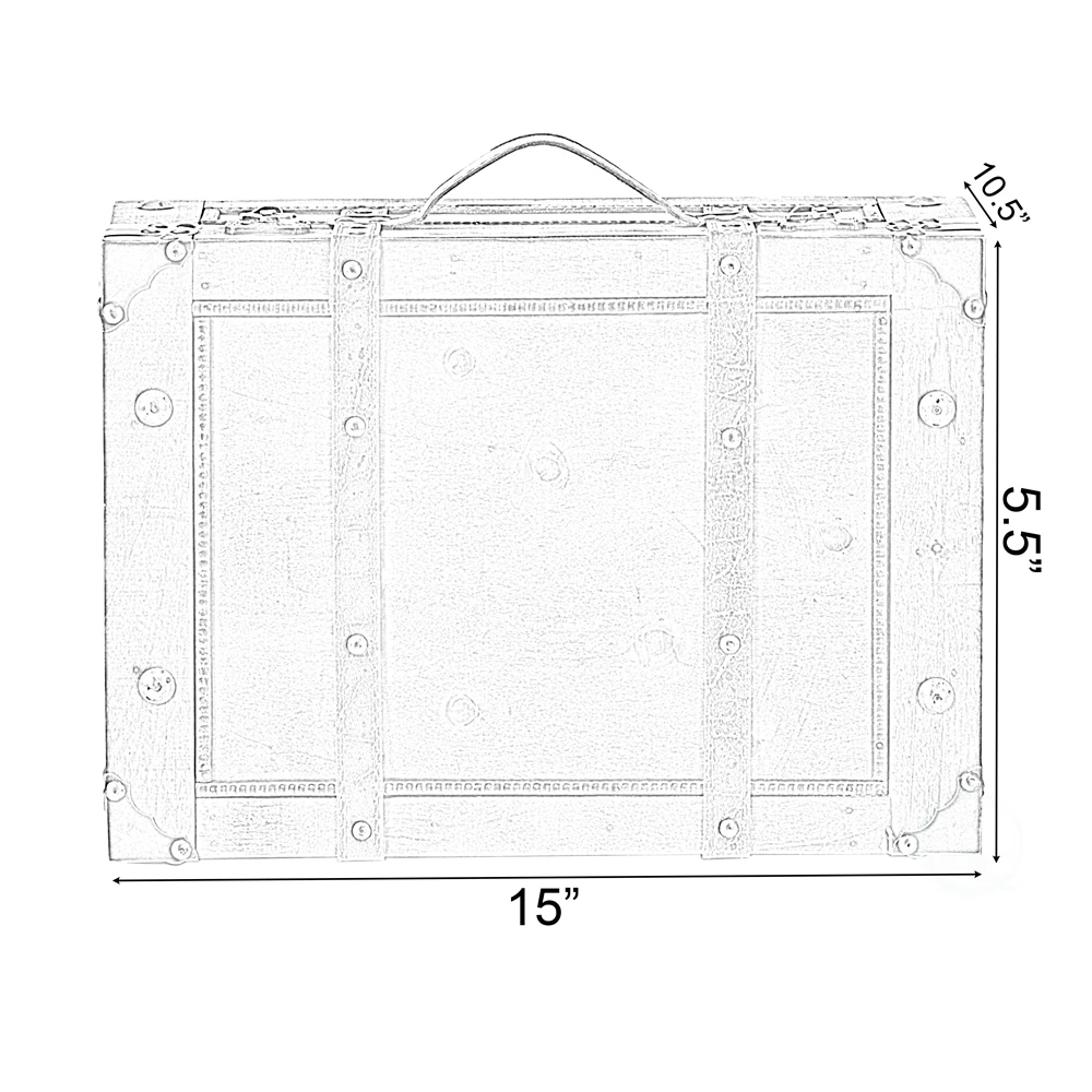 Vintiquewise Large Wooden Storage Trunk With Faux Leather Belt - Brown 2 Vintiquewise Large Wooden Storage Trunk With Faux Leather Belt - Brown - Image 2