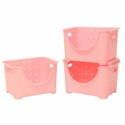 Basicwise 10.3-in W X 9.1-in H X 11.1-in D Pink Plastic Bin -Storage Furniture Sales 2024 331030360 AlternateImage2