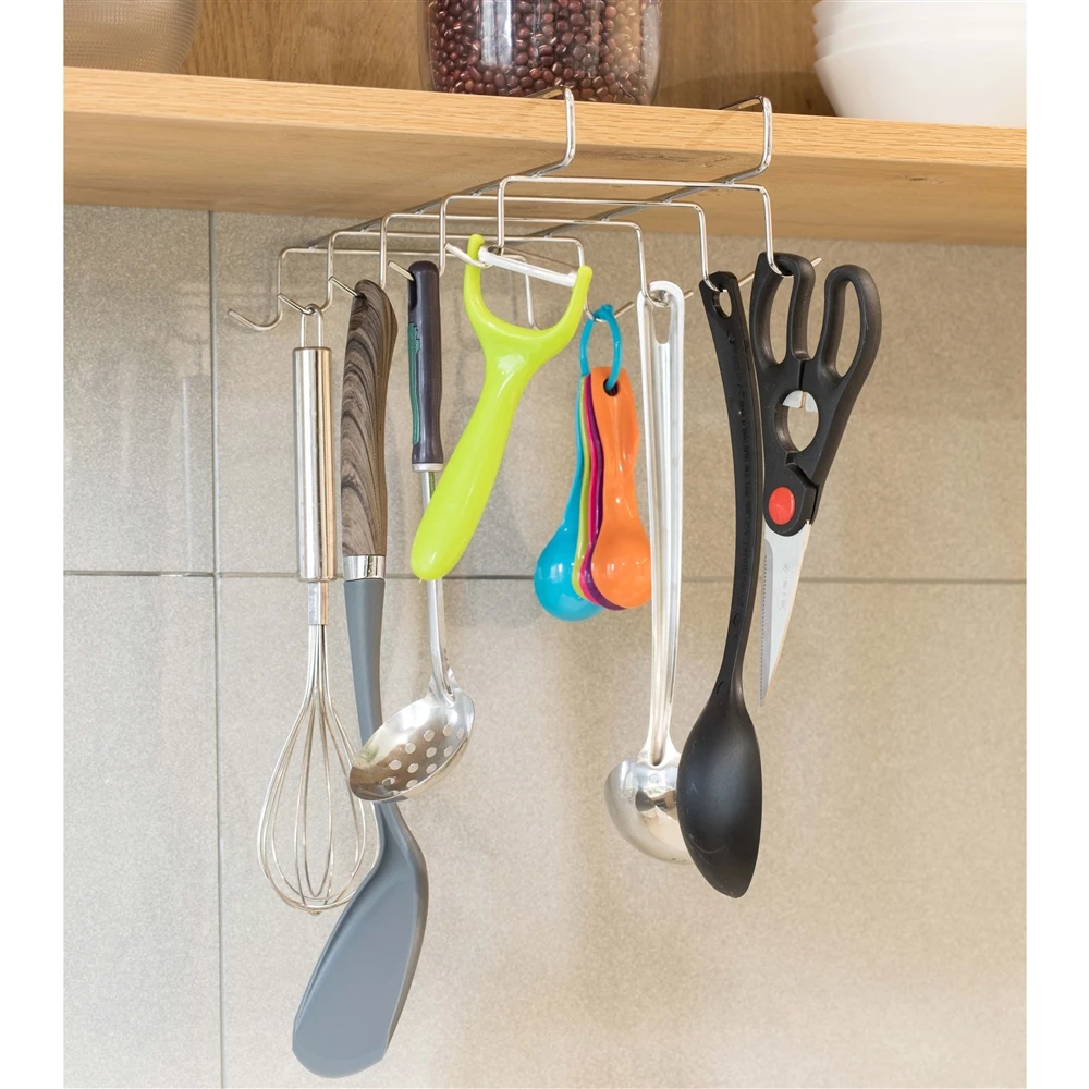 Basicwise Metal Under Cabinet Kitchen Utensil Holder 6 Basicwise Metal Under Cabinet Kitchen Utensil Holder - Image 6