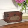 Vintiquewise 8.5-in Antique Brown Wood Storage Trunk
