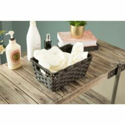 Vintiquewise 11.75-in W X 5.75-in H X 8-in D Black Plastic Basket -Storage Furniture Sales 2024 331030487 AlternateImage6