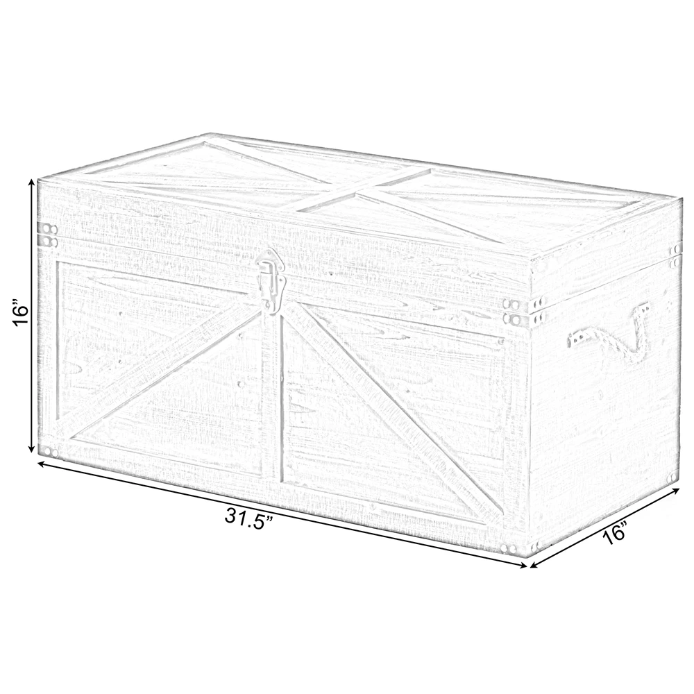 Vintiquewise 31.5-in Rustic Brown Wood Lockable Storage Trunk 7 Vintiquewise 31.5-in Rustic Brown Wood Lockable Storage Trunk - Image 7