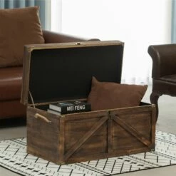 Vintiquewise 31.5-in Rustic Brown Wood Lockable Storage Trunk 10 Vintiquewise 31.5-in Rustic Brown Wood Lockable Storage Trunk -Storage Furniture Sales 2024 331030513 AlternateImage4