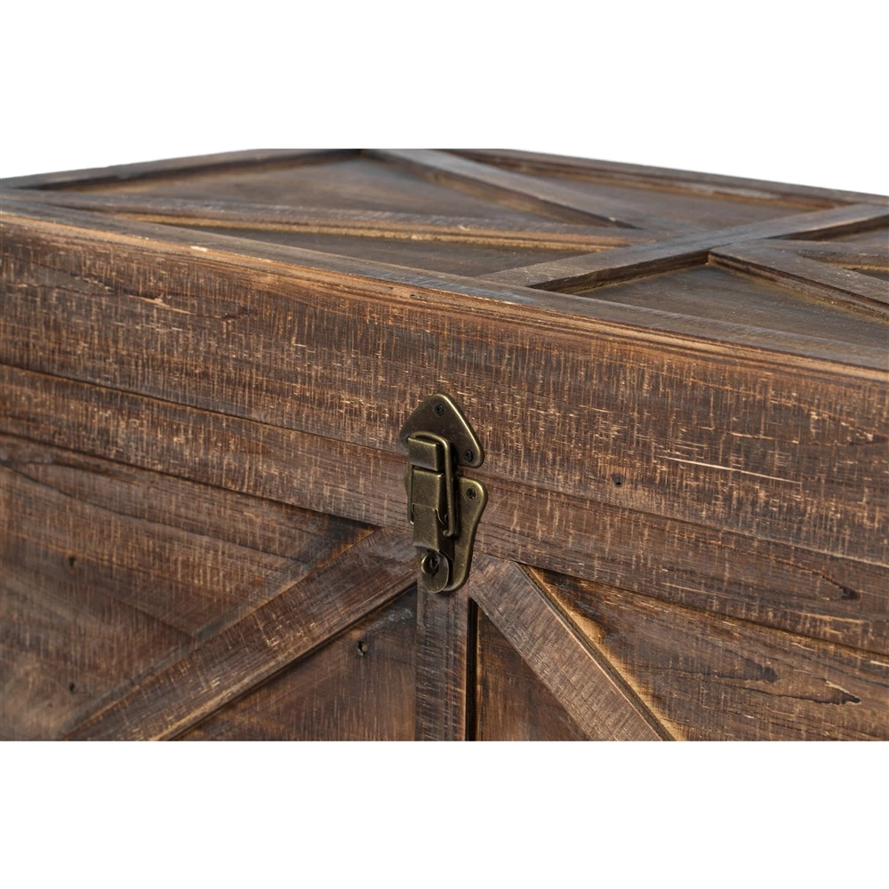 Vintiquewise 31.5-in Rustic Brown Wood Lockable Storage Trunk 3 Vintiquewise 31.5-in Rustic Brown Wood Lockable Storage Trunk - Image 3