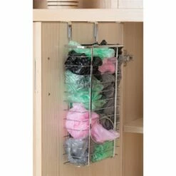Basicwise Over Cabinet Metal Bag Storage Holder