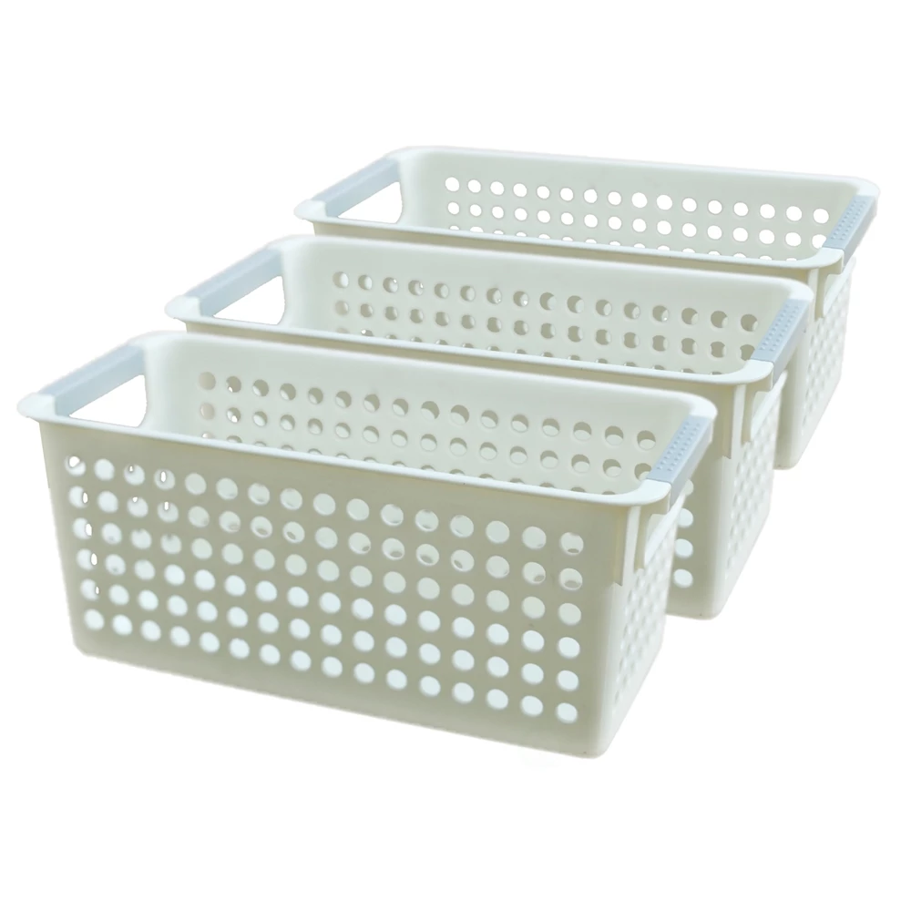 Basicwise 11.5-in W X 5-in H X 5.35-in D White Plastic Baskets - 3-Pack 5 Basicwise 11.5-in W X 5-in H X 5.35-in D White Plastic Baskets - 3-Pack - Image 5
