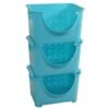Basicwise 10-in W X 9-in H X 11-in D Blue Plastic Bins - 3-Pack