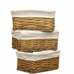 Vintiquewise 10-in W X 5.75-in H X 4.5-in D Brown Woven Wooden Baskets - 3-Pack