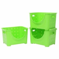 Basicwise 10-in W X 9-in H X 11-in D Green Plastic Bins - 3-Pack -Storage Furniture Sales 2024 331030629 MainImage 001