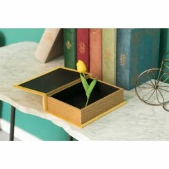 Vintiquewise 7-in W X 9-in H X 2-in D Yellow Wooden Book Shaped Box -Storage Furniture Sales 2024 331030633 AlternateImage2