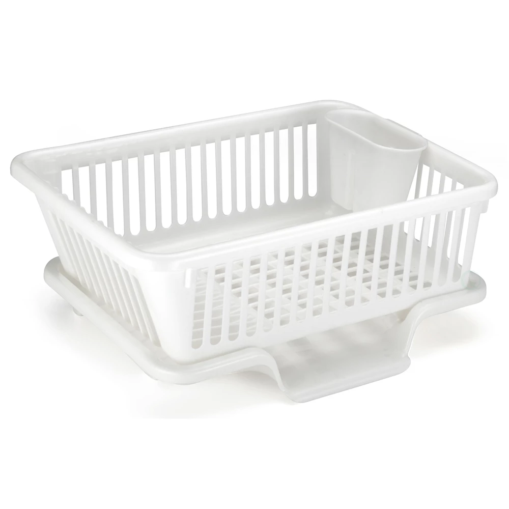 Basicwise Plastic Dish Rack With Utensil Cup 7 Basicwise Plastic Dish Rack With Utensil Cup - Image 7