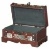 Vintiquewise 9-in Antique Brown Wood Storage Trunk With Padlock