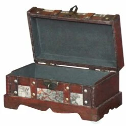 Vintiquewise 9-in Antique Brown Wood Storage Trunk With Padlock