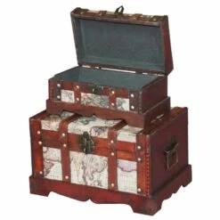 Vintiquewise 9-in Antique Brown Wood Storage Trunk With Padlock -Storage Furniture Sales 2024 331030645 AlternateImage4