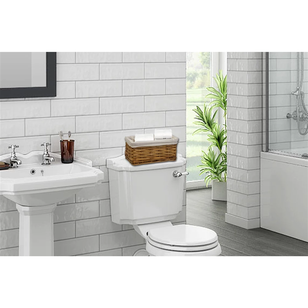 Vintiquewise 10-in W X 5.75-in H X 4.5-in D Brown Woven Wooden Basket 3 Vintiquewise 10-in W X 5.75-in H X 4.5-in D Brown Woven Wooden Basket - Image 3