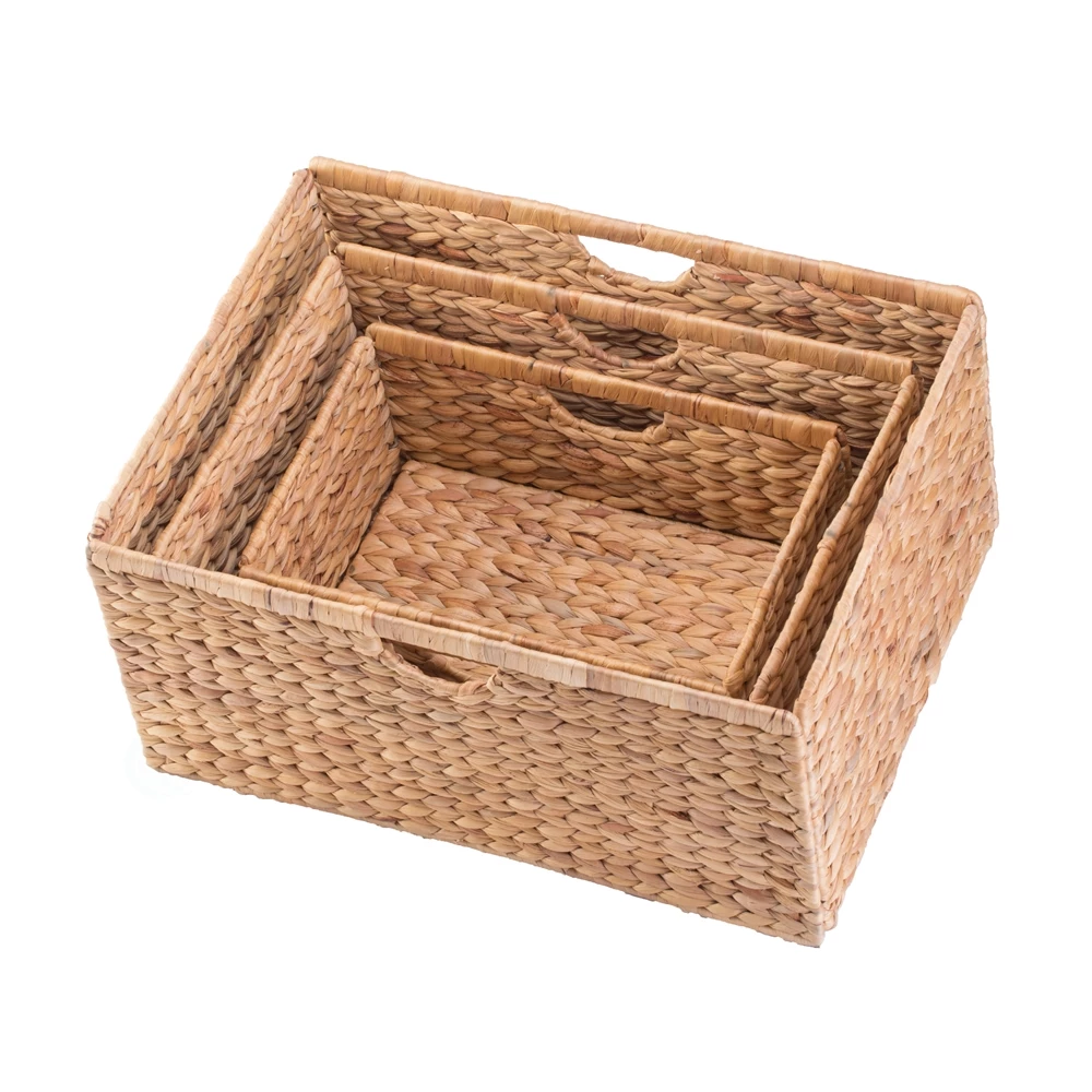 Vintiquewise 21-in W X 10-in H X 16-in D Brown Foldable Water Hyacinth Baskets - 3-Pack 5 Vintiquewise 21-in W X 10-in H X 16-in D Brown Foldable Water Hyacinth Baskets - 3-Pack - Image 5