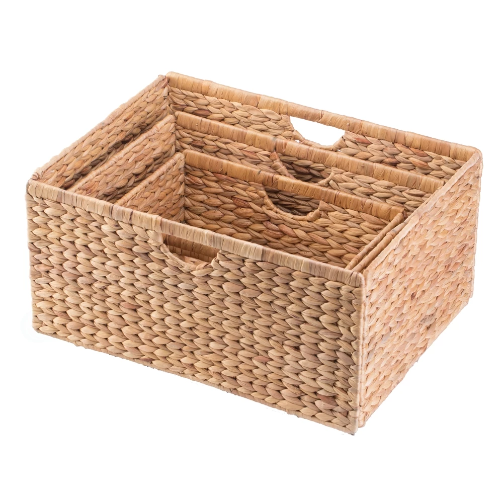 Vintiquewise 21-in W X 10-in H X 16-in D Brown Foldable Water Hyacinth Baskets - 3-Pack 4 Vintiquewise 21-in W X 10-in H X 16-in D Brown Foldable Water Hyacinth Baskets - 3-Pack - Image 4