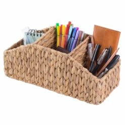 Vintiquewise 13.75-in W X 6-in H X 6-in D Brown Wooden Basket