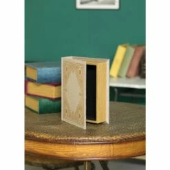 Vintiquewise 7-in W X 9-in H X 2-in D White Wooden Book Shaped Box