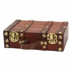 Vintiquewise 6-in Antique Brown Wood Suitcase