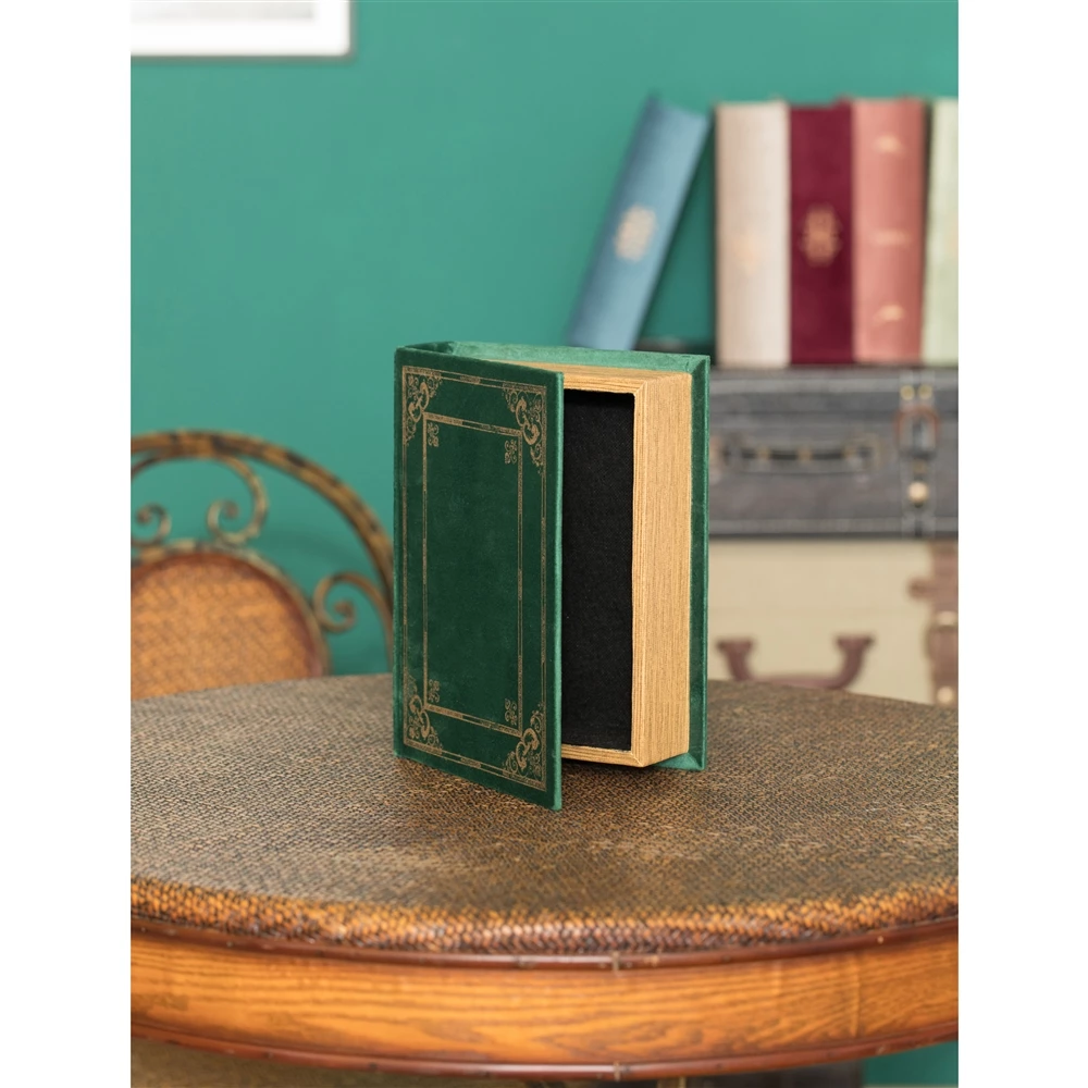 Vintiquewise 7-in W X 9-in H X 2-in D Green Wooden Book Shaped Box 1 Vintiquewise 7-in W X 9-in H X 2-in D Green Wooden Book Shaped Box