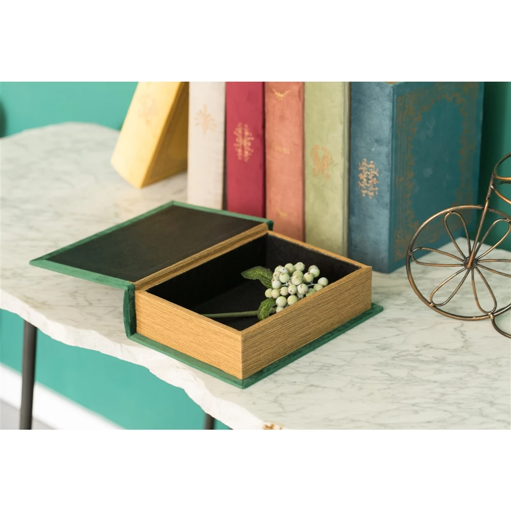 Vintiquewise 7-in W X 9-in H X 2-in D Green Wooden Book Shaped Box 6 Vintiquewise 7-in W X 9-in H X 2-in D Green Wooden Book Shaped Box - Image 6