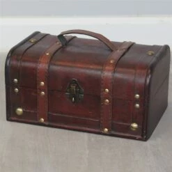 Vintiquewise 11-in Antique Brown Wood Storage Trunk With Handle -Storage Furniture Sales 2024 331030846 AlternateImage1