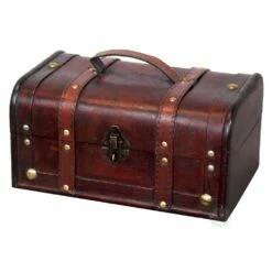 Vintiquewise 11-in Antique Brown Wood Storage Trunk With Handle -Storage Furniture Sales 2024 331030846 AlternateImage2