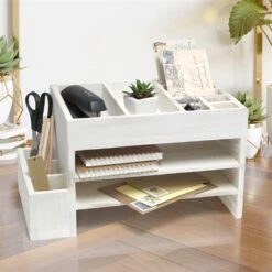 Elegant Designs 15.5-in X 8.5-in X 9-in White Wash Wood Tray -Storage Furniture Sales 2024 331030962 AlternateImage3