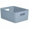 Superio Brand 11.5-in X 6.25-in X 6.25-in Stone Blue Plastic Bin
