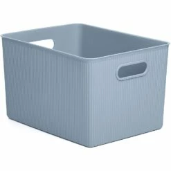Superio Brand 11.5-in X 9-in X 9-in Stone Blue Plastic Bin