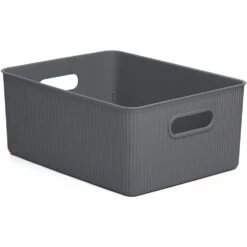 Superio Brand 11.5-in X 6.25-in X 6.25-in Grey Plastic Bin