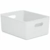 Superio Brand 11.5-in X 6.25-in X 6.25-in White Smoke Plastic Bin