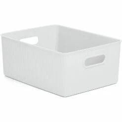 Superio Brand 11.5-in X 6.25-in X 6.25-in White Smoke Plastic Bin