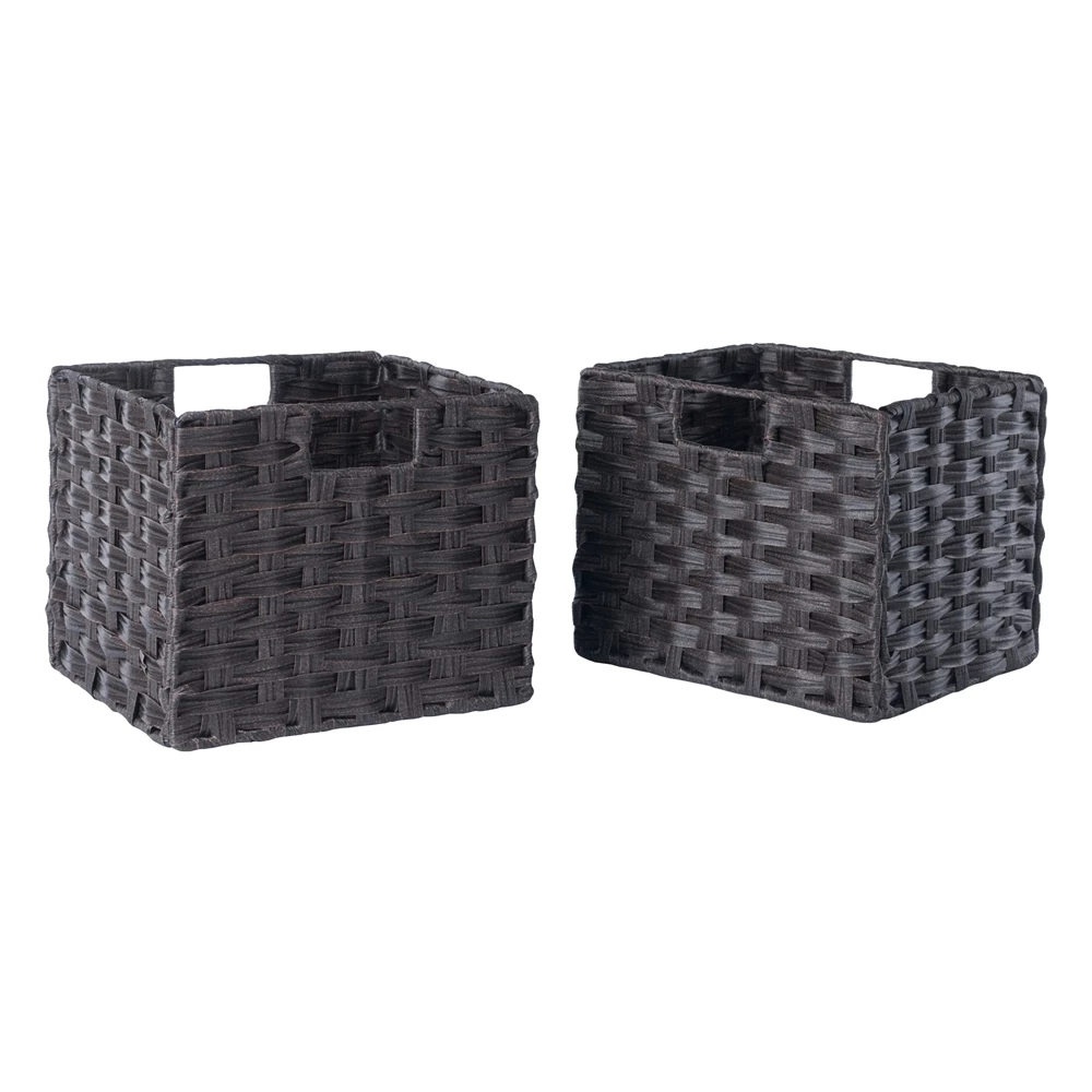 Winsome Wood Melanie 2-Pc Foldable Woven Fiber Basket Set - Chocolate 9 Winsome Wood Melanie 2-Pc Foldable Woven Fiber Basket Set - Chocolate - Image 9