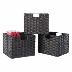 Winsome Wood Melanie 3-Pc Foldable Woven Fiber Basket Set - Chocolate 13 Winsome Wood Melanie 3-Pc Foldable Woven Fiber Basket Set - Chocolate -Storage Furniture Sales 2024 331037519 AlternateImage5
