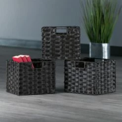 Winsome Wood Melanie 3-Pc Foldable Woven Fiber Basket Set - Chocolate 15 Winsome Wood Melanie 3-Pc Foldable Woven Fiber Basket Set - Chocolate -Storage Furniture Sales 2024 331037519 AlternateImage6