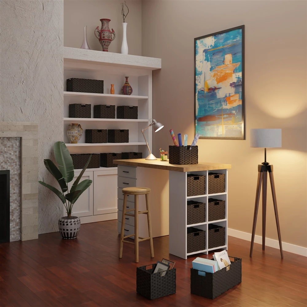 Winsome Wood Melanie 3-Pc Foldable Woven Fiber Basket Set - Chocolate 2 Winsome Wood Melanie 3-Pc Foldable Woven Fiber Basket Set - Chocolate - Image 2