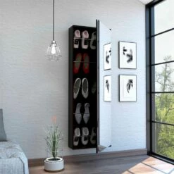 FM Furniture Connecticut 10-Pair Black Wengue Wall Mounted Composite Shoe Rack With Mirror 11 FM Furniture Connecticut 10-Pair Black Wengue Wall Mounted Composite Shoe Rack With Mirror -Storage Furniture Sales 2024 331041946 AlternateImage3