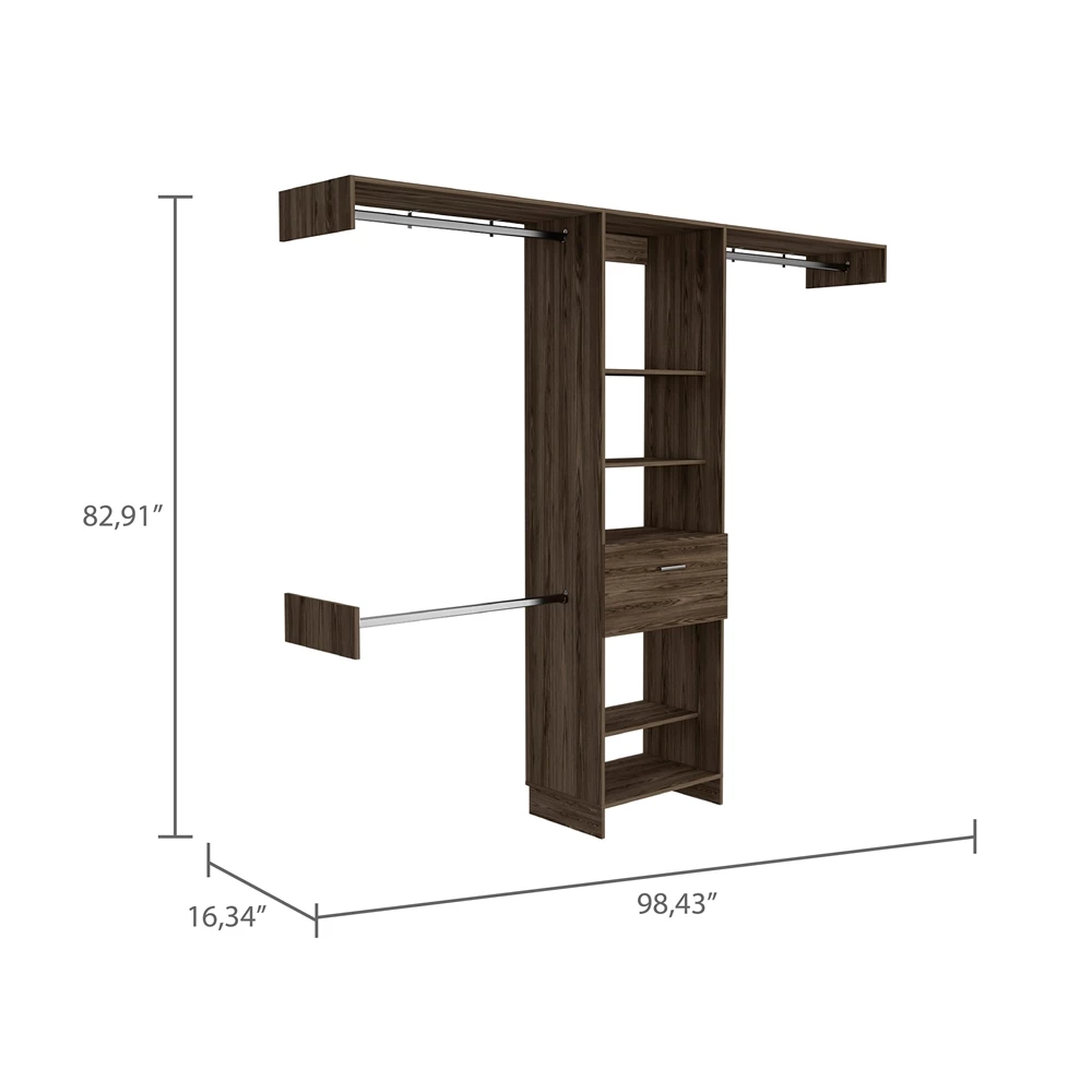 FM Furniture Cross 98.4-in Dark Walnut Wood Closet System Kit 3 FM Furniture Cross 98.4-in Dark Walnut Wood Closet System Kit - Image 3