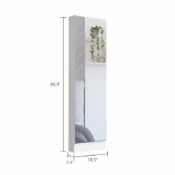 FM Furniture Ruan 10-Pair White Wall Mounted Composite Shoe Rack With Mirror