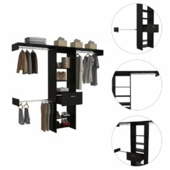 FM Furniture Cross 98.4-in Black Wengue Wood Closet System Kit -Storage Furniture Sales 2024 331042105 AlternateImage3
