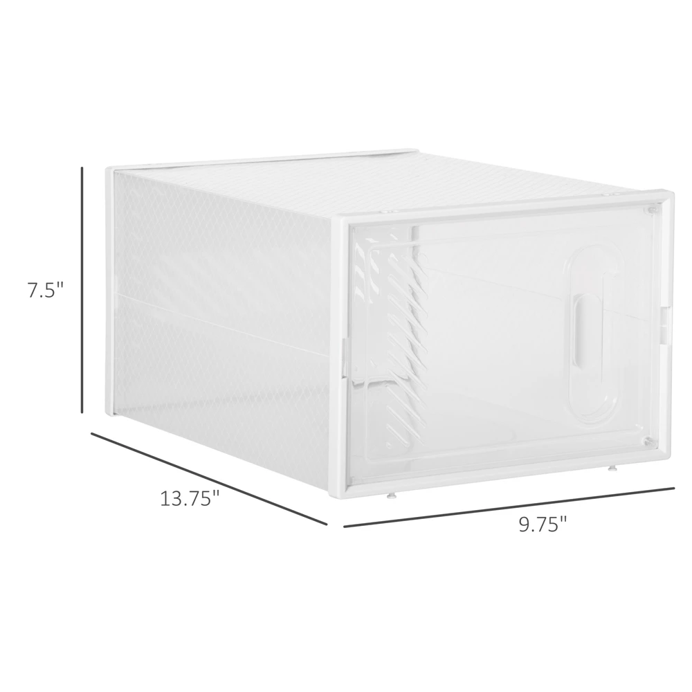 HomCom 18-Pair Clear/White Plastic Shoe Organizer 2 HomCom 18-Pair Clear/White Plastic Shoe Organizer - Image 2