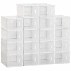 HomCom 18-Pair Clear/White Plastic Shoe Organizer 9 HomCom 18-Pair Clear/White Plastic Shoe Organizer -Storage Furniture Sales 2024 331061140 MainImage 001