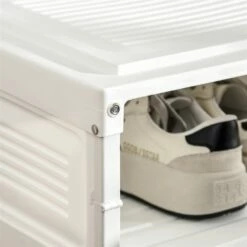 HomCom 20-Pair White Plastic Shoe Organizer