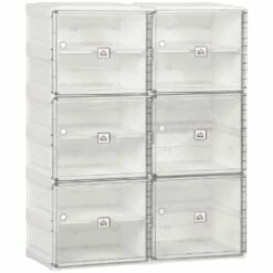 HomCom 20-Pair White Plastic Shoe Organizer -Storage Furniture Sales 2024 331061144 MainImage 001
