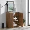 Alaterre Bethel 8-Pair Natural Aged Brown Wooden Shoe Cabinet