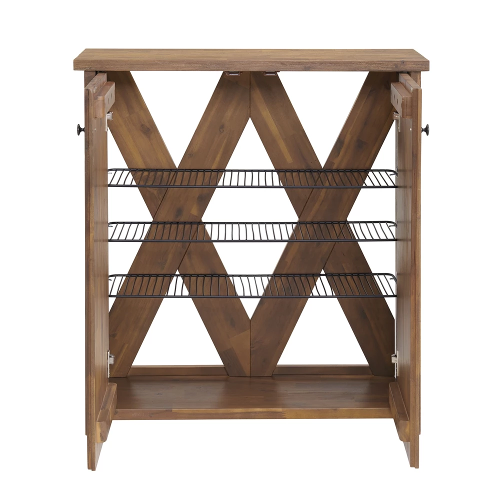 Alaterre Bethel 8-Pair Natural Aged Brown Wooden Shoe Cabinet 6 Alaterre Bethel 8-Pair Natural Aged Brown Wooden Shoe Cabinet - Image 6